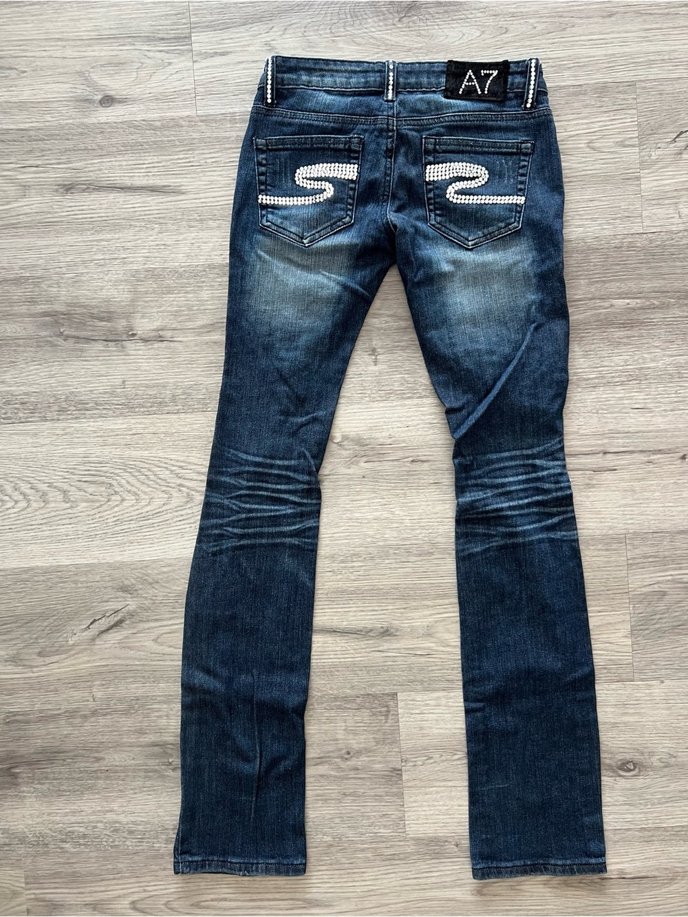 A7 Swarovski Crystal Distressed Skinny Jeans | Size 1 | Low Rise Bling Denim